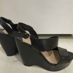 Prada Black Leather Platform wedge size 37